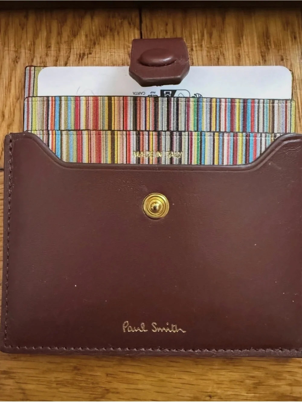 Paul Smith Leather Credit card Holder With ‘Signature Stripe’ Pull Out